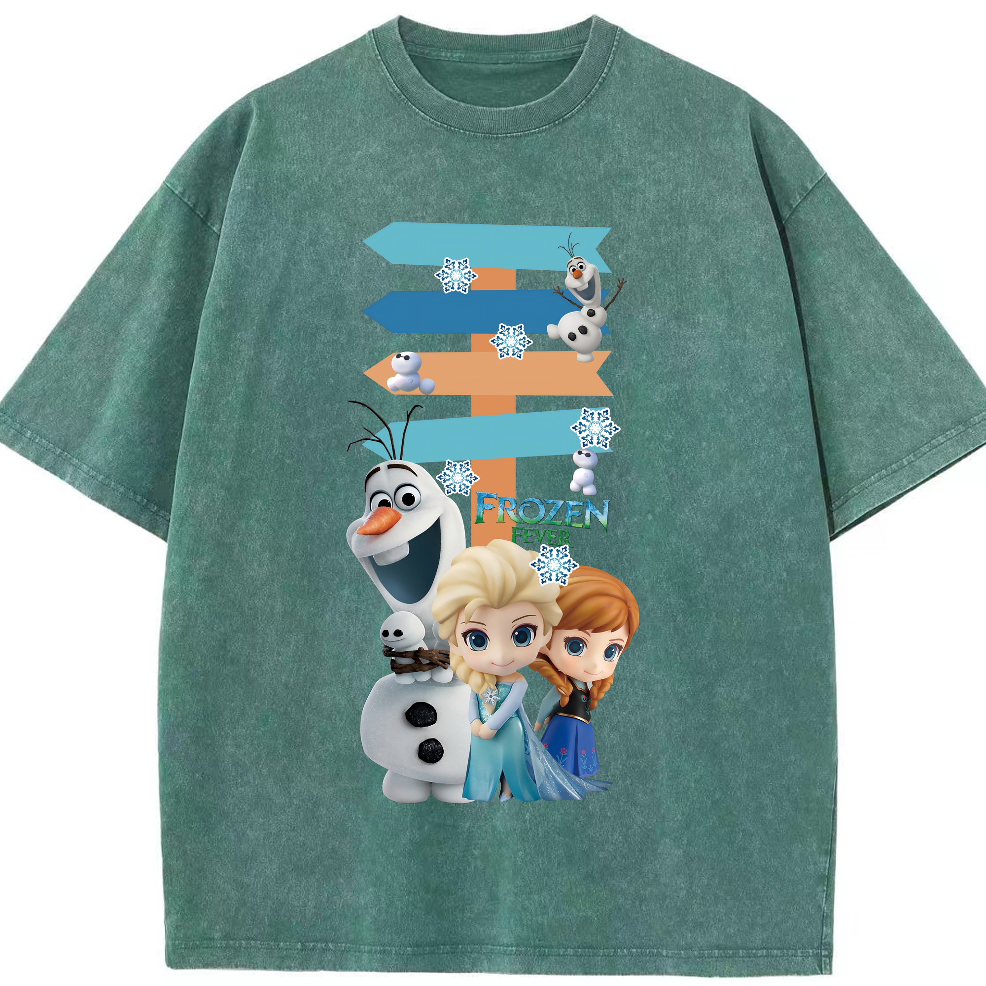（画像用） アナと雪の女王 アンナ エルサ Frozen Anna Elsa 綿100% ヴィンテージ風 半袖Tシャツ（フロントプリント）